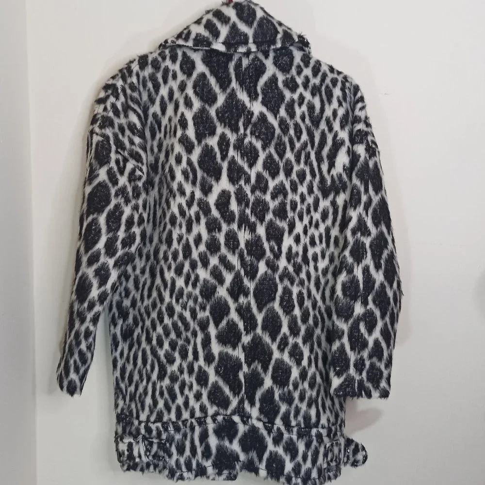 Banana Republic Women Snow Coat Size XS Leopard Cocoon Side Zipper Italian NWT - Picture 7 of 10